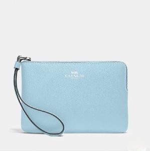 Coach Corner Zip Wristlet Blue